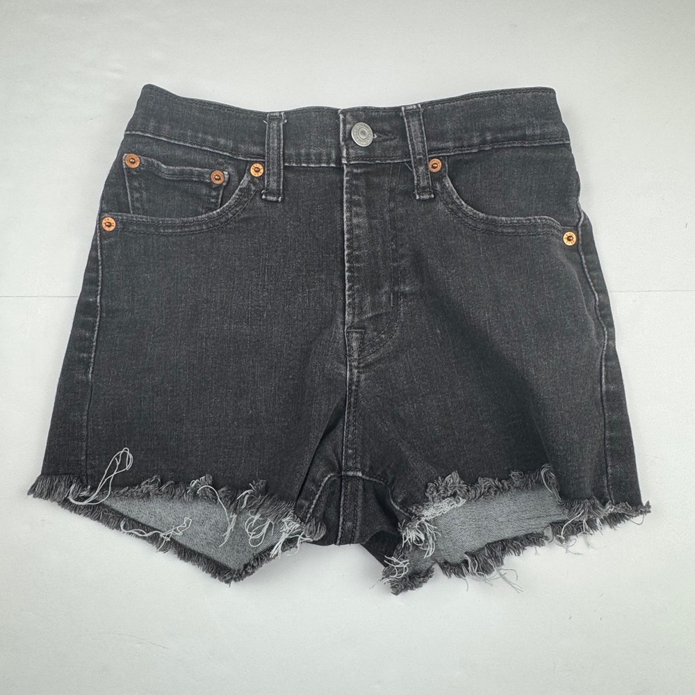 Levi's Women High Rise Shorts 25 Black Denim Boho Cut Off Faded Summer Jean